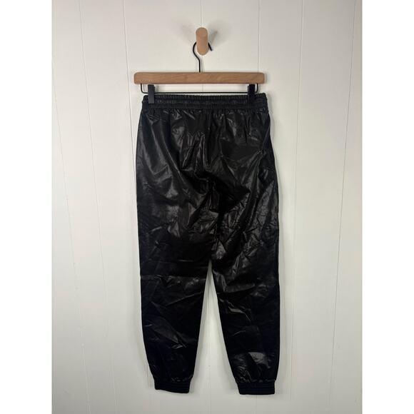 Zara Black Faux Leather Joggers Womens XS Pull On Pants Streetwear - Picture 7 of 9